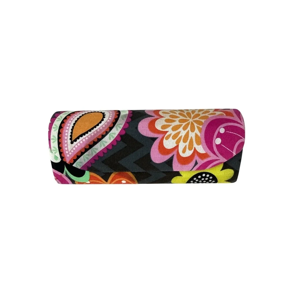 Vera Bradley Hard Shell Eyeglass Case Floral Paisley Chevron Interior